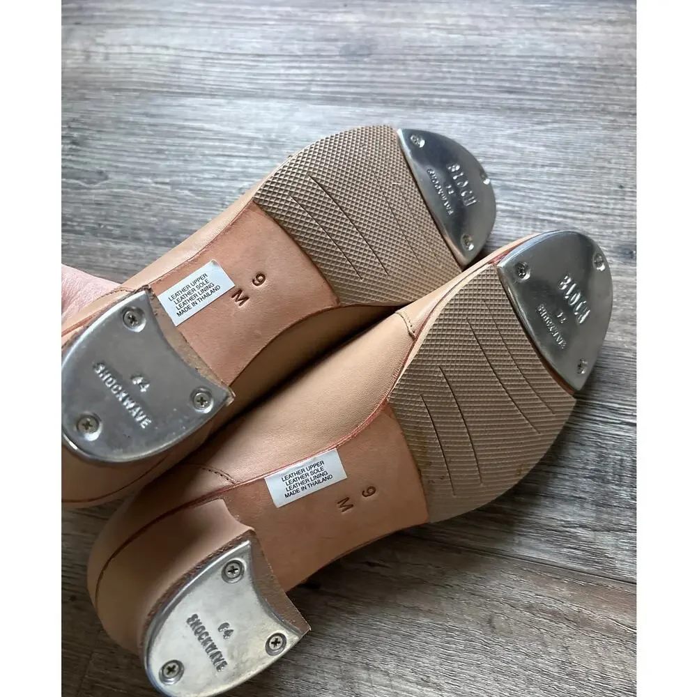 Bloch Shockwave #2 Tap Shoes Dance Beige Nude Size 9 Medium Slip On New - Picture 5 of 6